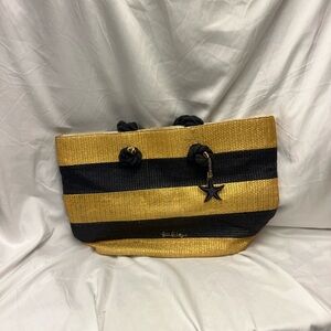 Lilly Pulitzer Gold and Black Striped beach Tote Bag